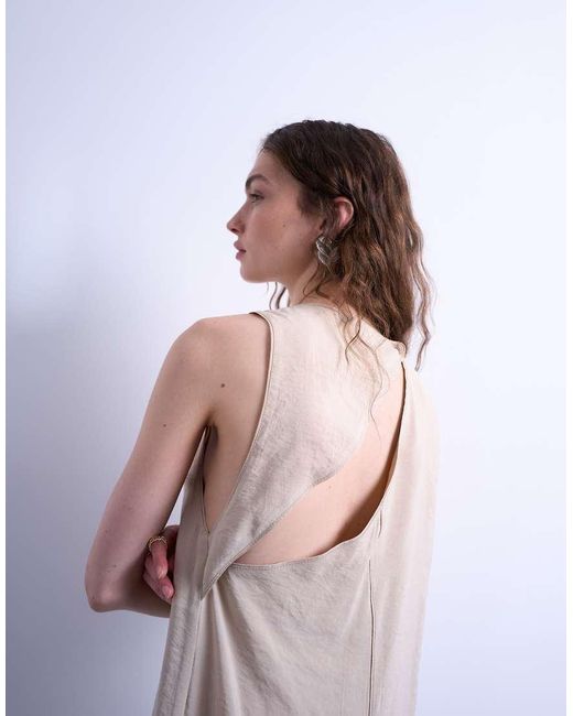 TOPSHOP Purple High Neck Open Back Chuck On Cupro Midi Dress