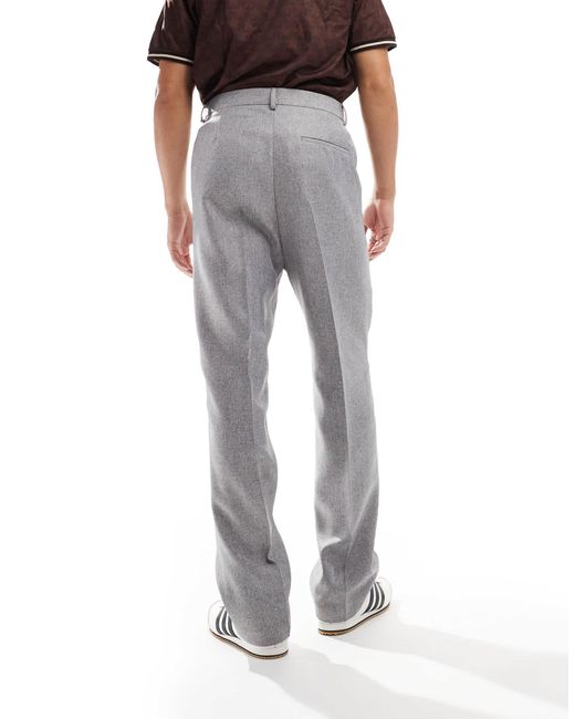 ASOS Gray Smart High Waist Straight Leg Wool Look Trousers for men