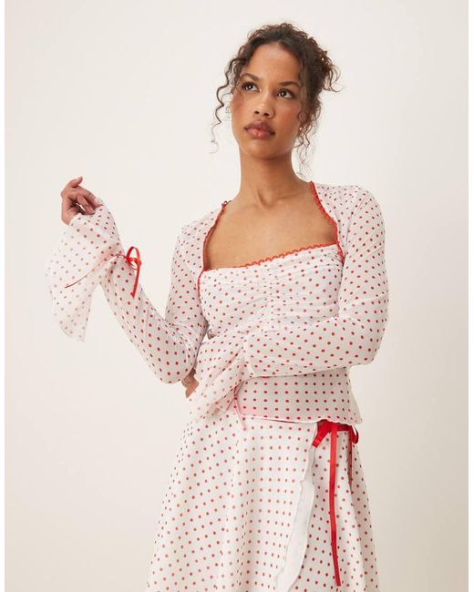 Tyler McGillivary Pink Franny Ruffle Sleeve Polka Dot Top Co-ord