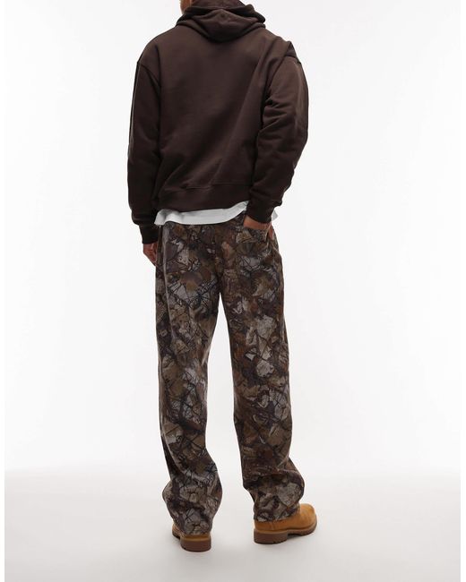 Obey – klassische weite jeans mit military-muster in Brown für Herren