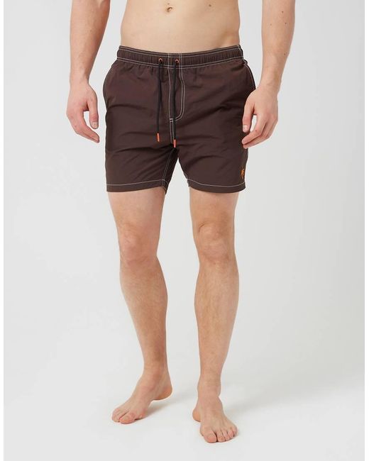 Brave Soul Brown Contrast Stitch Swim Shorts for men