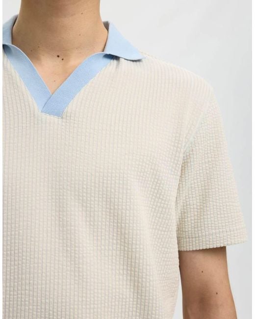 SELECTED White Polo Shirt for men
