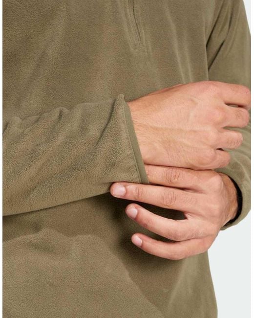 Adidas Originals Green Multi Essentials 1/2 Zip Fleece Jacket for men