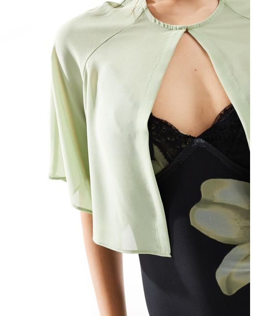 TFNC London Green Bridesmaids Chiffon Mini Cape