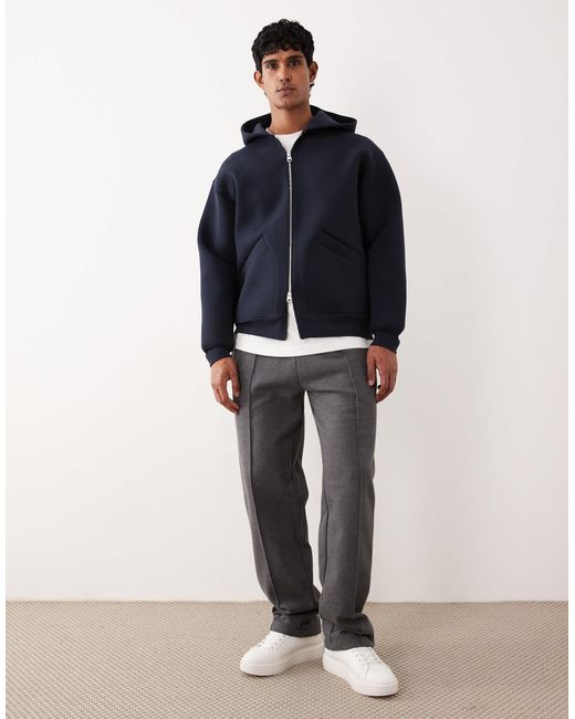 Sweat à capuche zippé en pur coton - bleu foncé en tissu façon néoprène ARKET pour homme en coloris Blue