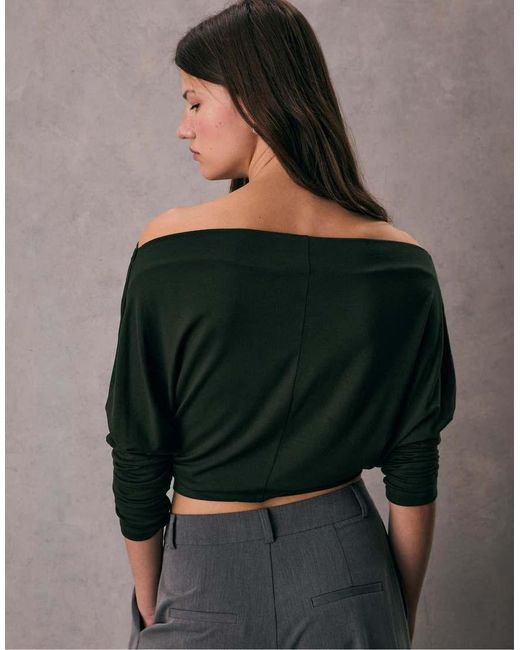 Stradivarius Asymmetrisch T-Shirt Van Modal in het Green