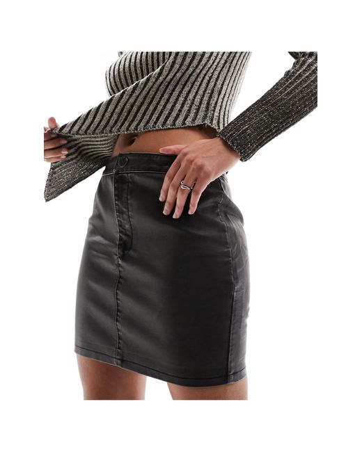 Noisy May Black Faux Leather Mini Skirt