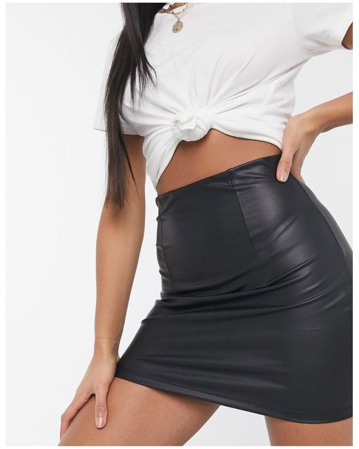 ASOS Leather Look Seamed Super Mini Skirt in Black - Lyst