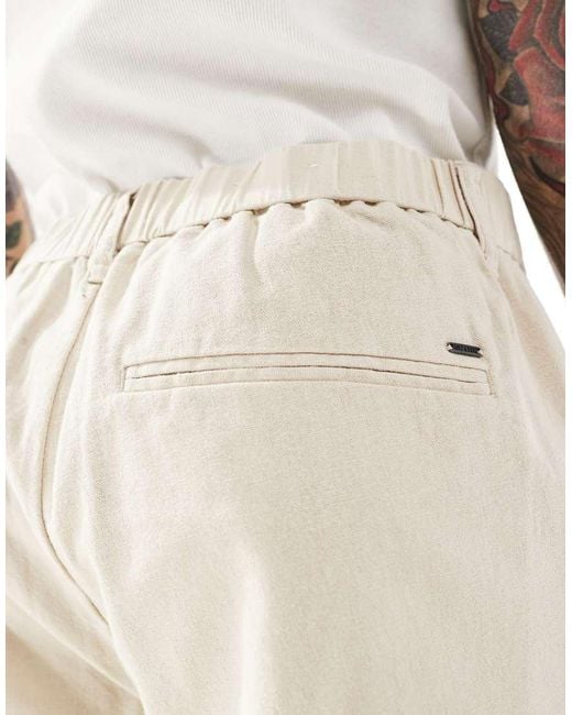 Only & Sons White baggy Fit Linen Trousers for men