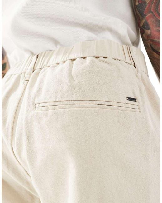 Only & Sons White baggy Fit Linen Trousers for men