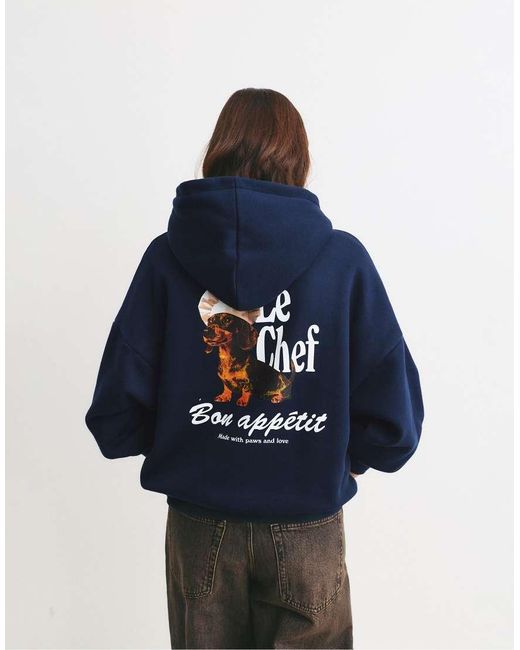 Pull&Bear Blue Chef Dog Hoodie