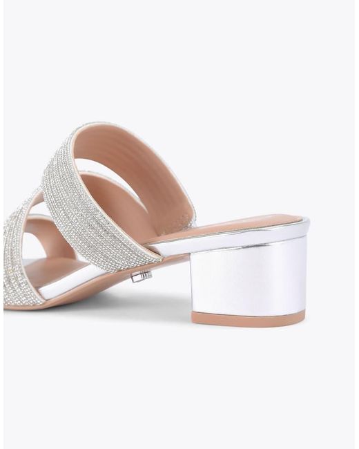 Carvela Kurt Geiger White Gala Block Mule Jewel Casual Heeled Sandals