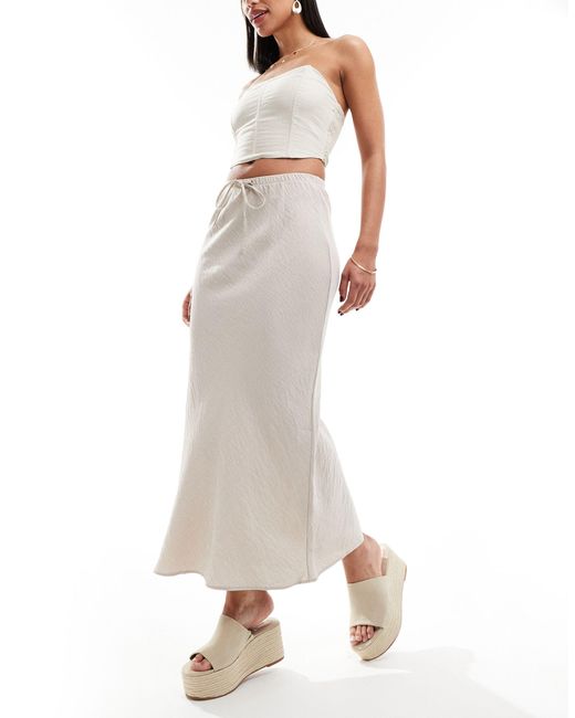 New Look White Drawsting Midi Skirt