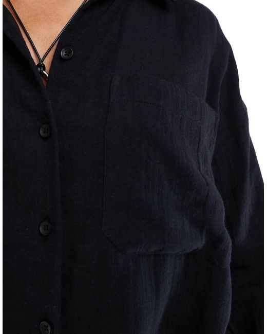 Camicia Oversize Testurizzata Nera di ASOS in Black