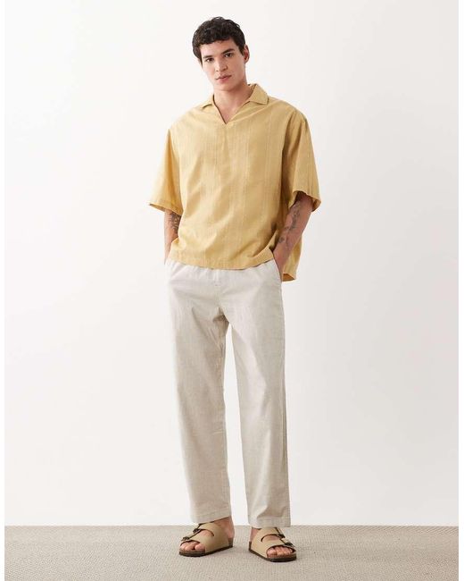 ASOS Natural Boxy Oversized Overhead Textured Shirt for men