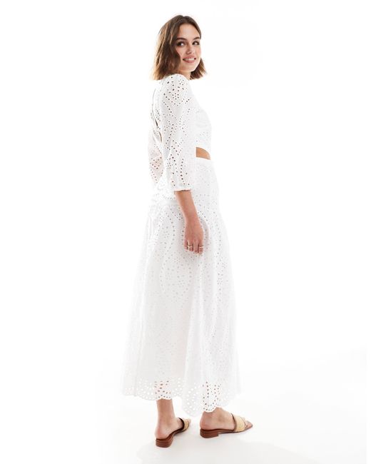 Mango Crochet Detail Cut Out Midi Dress in White Lyst