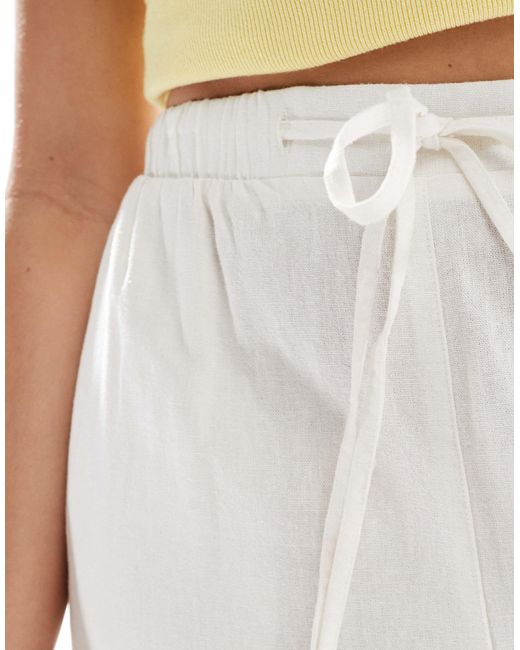 New Look White Linen Cropped Trousers