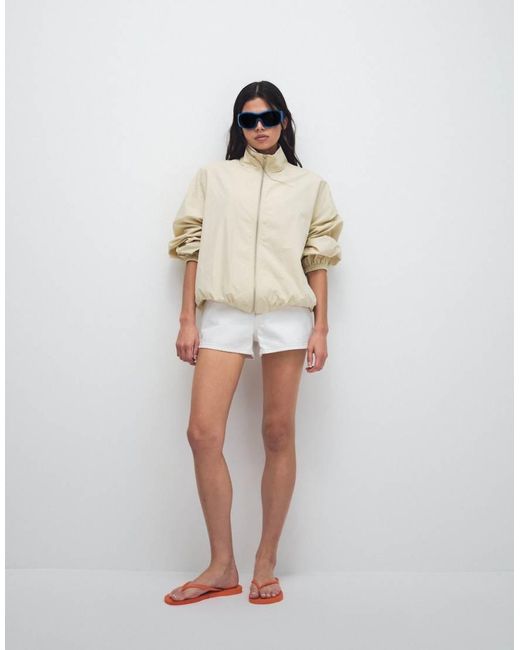 Weekday Natural Track Jacket With Funnel Collar