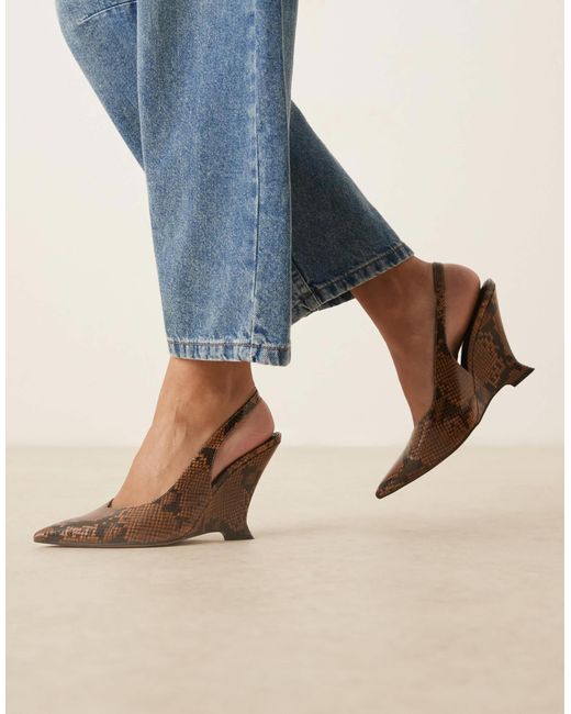 Palmer - chaussures compensées à bride arrière et motif peau ASOS en coloris Blue