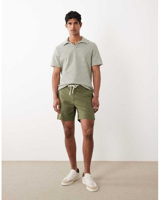 Mango Green Cotton Mix Draw String Shorts for men