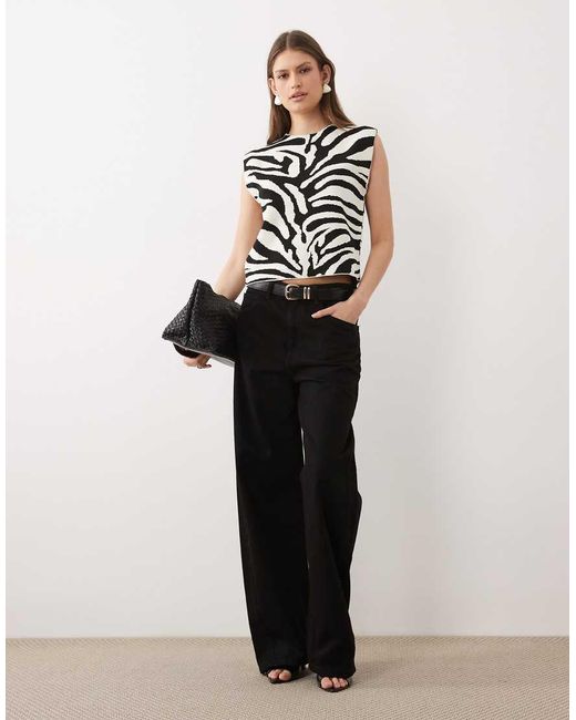 Mango White Sleeveless Knitted Top