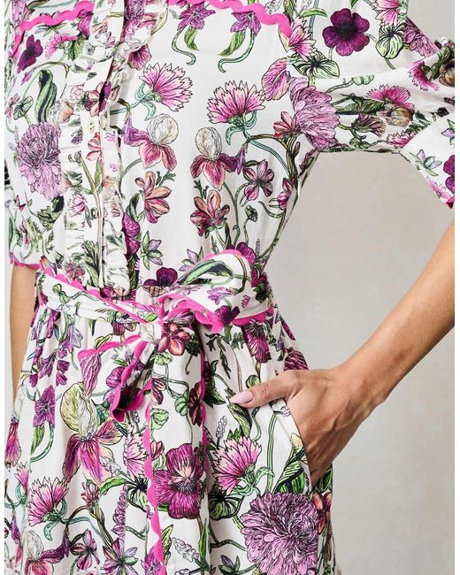 Hope & Ivy White The Angela Button Front Midi Dress With Tiered Skirt And Tie Waist