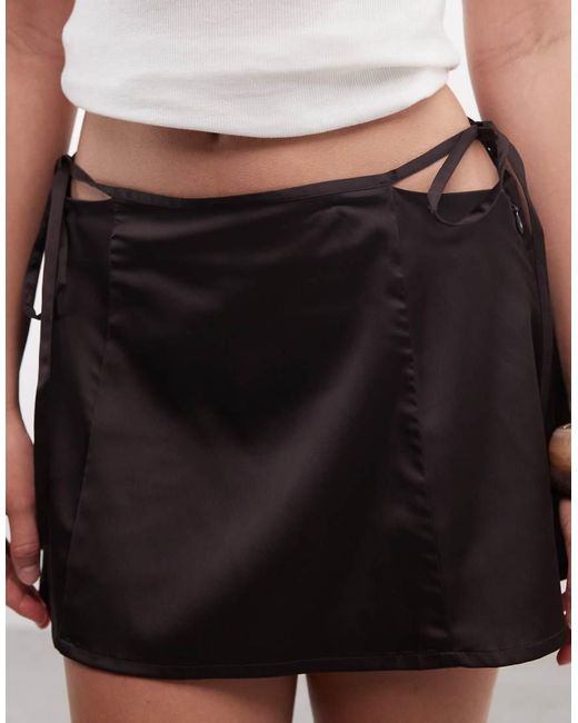Monki Blue Low Rise Festival Mini Skirt With Cut-outs