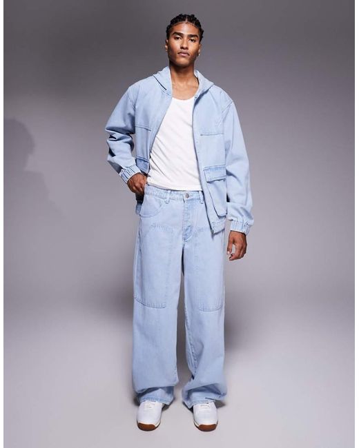 Vaqueros Holgados Estilo Carpintero Con De (Parte De Un Conjunto)-Azul Liquor N Poker de hombre de color Blue