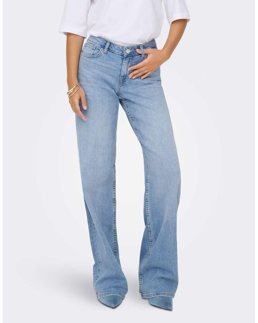 Julles - jean droit taille basse - clair ONLY en coloris Blue