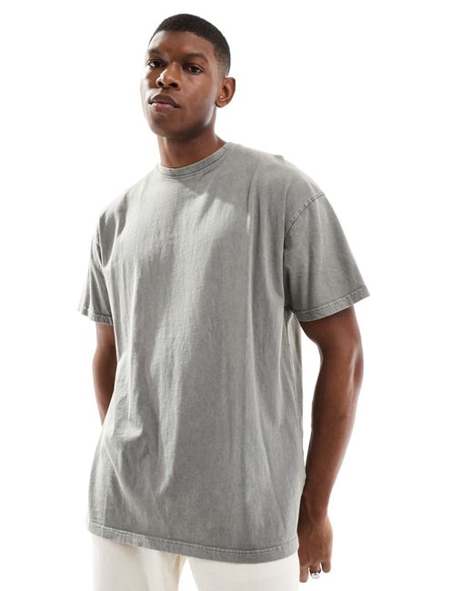 Threadbare – stückgefärbtes oversize-t-shirt in Gray für Herren