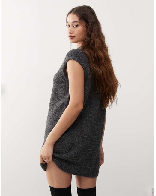 Weekday Red Kayla Wool Blend Knitted V Neck Vest Mini Dress