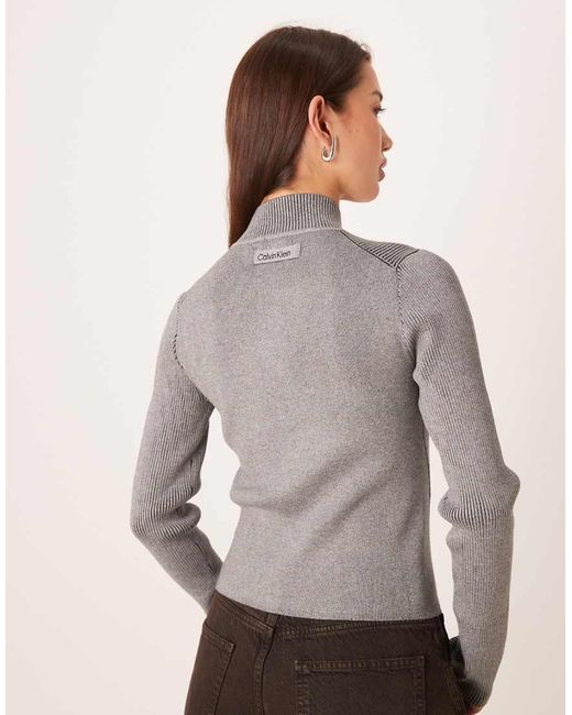 Calvin Klein Gray Ribbed Cardigan