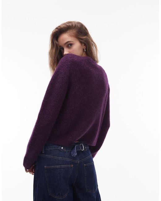 & Other Stories Purple Alpaca Wool Blend Cardigan Jacket With Jet Pockets