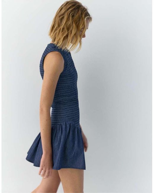 Pull&Bear Blue Short Smock Dress