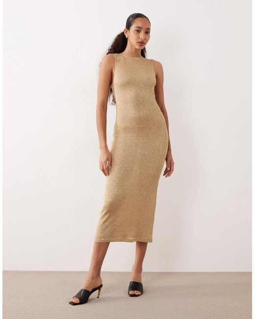 Mango Natural Micro Sequin Maxi Dress