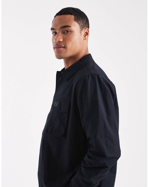 Fred Perry – hemdjacke aus popeline in Blue für Herren