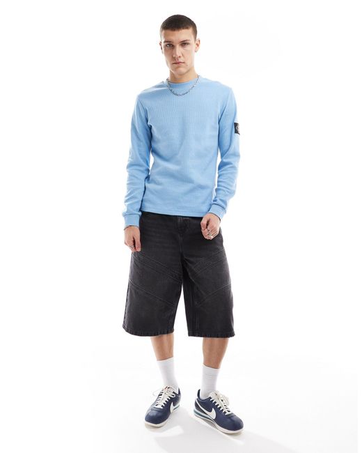 Calvin Klein – langärmliges t-shirt in Blue für Herren
