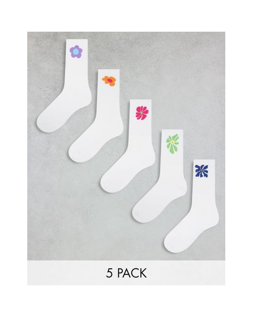 Jack & Jones Gray 5 Pack Flower Tennis Socks for men