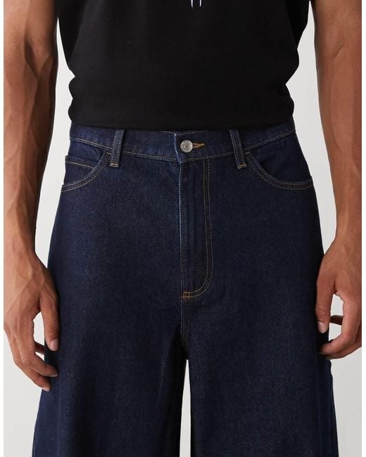 Reclaimed Vintage Blue baggy Wide Leg Denim Jeans for men