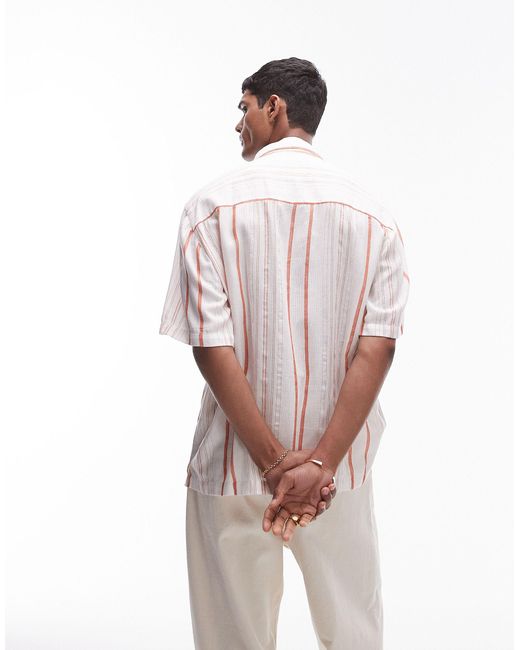 Topman Pink Short Sleeve Textu Stripe Shirt for men