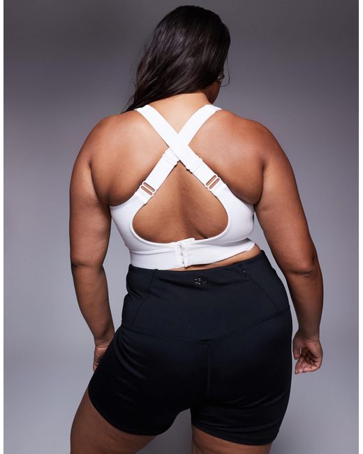 4505 Gray Curve Icon High Support Zip Front Sports Bra With Adjustable Straps And Removable Padding