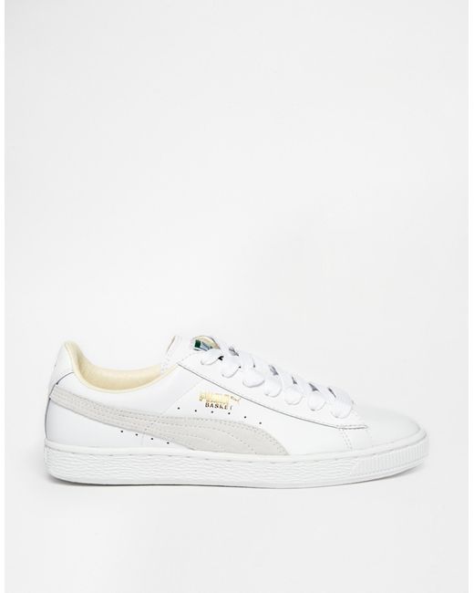 PUMA Basket Classic White Sneakers | Lyst