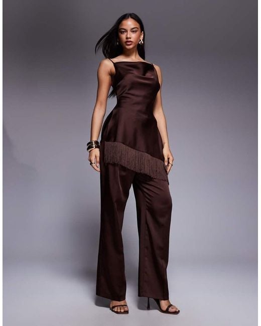 ASOS Purple Asos X The Sourced Collection Strappy Top With Fringing