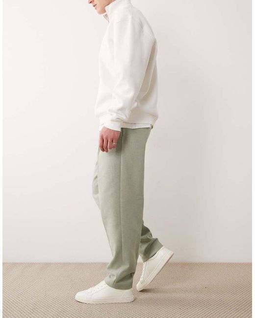 ASOS Natural Smart Oversized Tapered Pants With Wool for men