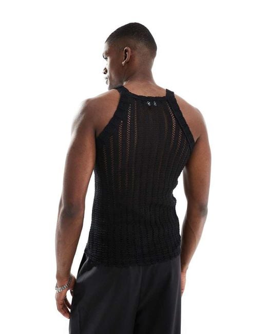 ASOS Black Muscle Fit Vest With Square for men