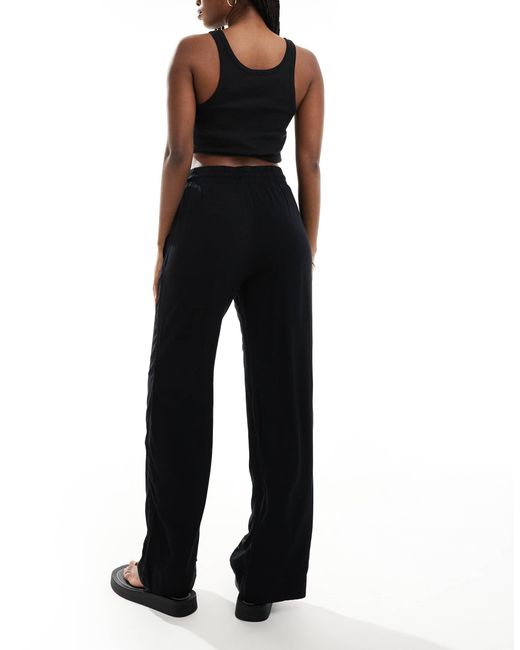 Monki Black Drawstring Waist Trousers