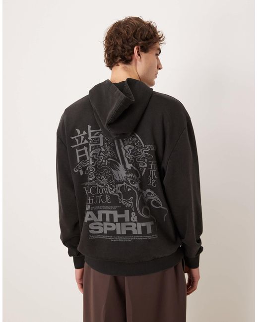 ASOS Black Oversized Hoodie With Print for men