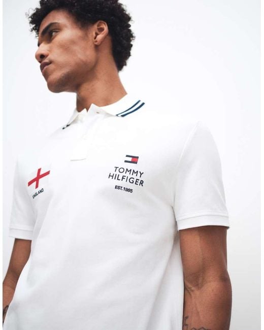 Tommy Hilfiger White World Cup England Polo Shirt for men