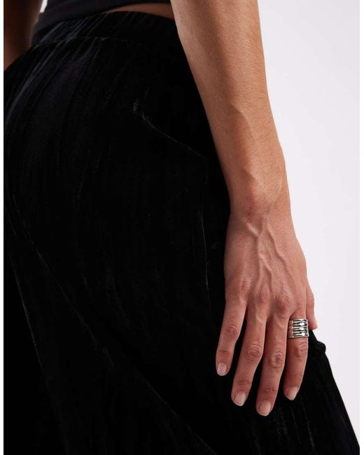 ONLY Black Velvet Wide Leg Pull On Trousers