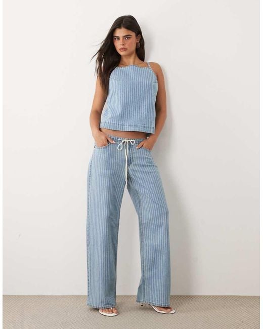 Abercrombie & Fitch Blue Lighweight Denim Wide Leg Tie-up Jeans Set